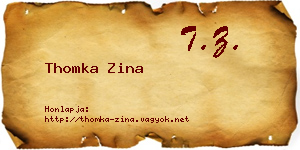 Thomka Zina névjegykártya